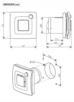 Extractor de baño Soler And Palau SILENT DUAL 100. Dimensiones: 167 x 167 mm. Con conexión al conducto de Ø100 mm.