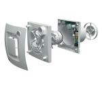 Soler And Palau SILENT DUAL 100: esquema de montaje del extractor de baño; panel frontal; motor; compuerta antirretorno