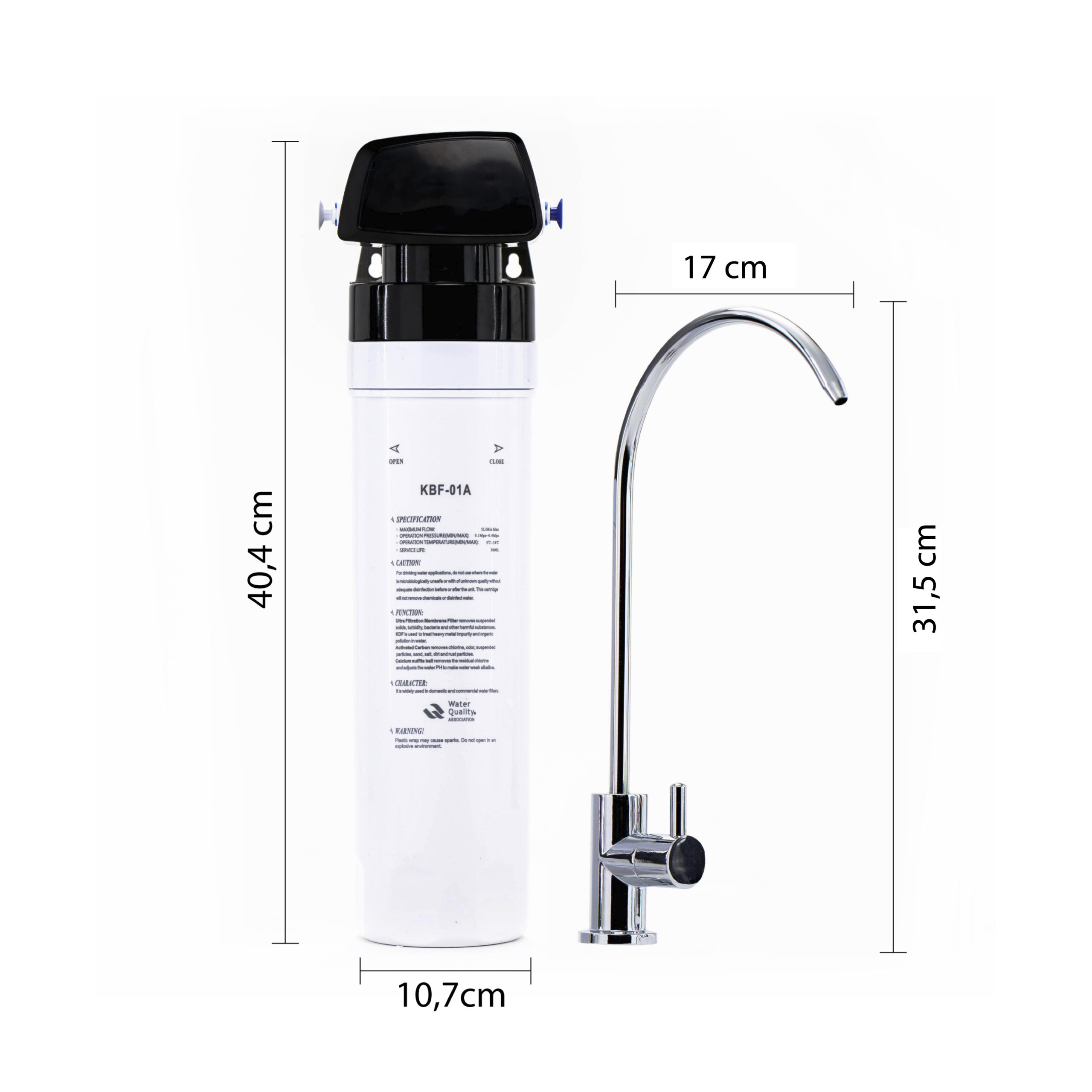 HIDROTEK Everpure 4 Liters/Min Ultrafiltration Drinking Water Filter Dimensions HIDROTEK Everpure Ultrafiltration Filter Dimensions 40,4cm Height 10,7cm Width