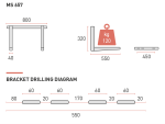 Rodigas MS657 Sliding Wall Bracket Dimensions And Drilling Diagram 800x320x550 mm For Outdoor AC Unit Mounting