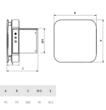 Soler & Palau ECOAIR EVO HT Bathroom Extract Fan Dimensions 175x175 mm 100 mm Duct White