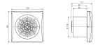 Soler And Palau SILENT-200 CHZ Ø120 mm Bathroom Fan Dimensions 180x180 mm
