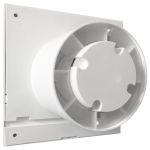 Soler And Palau SILENT-100 CZ Silver Ø100 mm vannas istabas ventilators — skats no aizmugures ar gaisa klapi