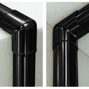 Coudes à 90° INABA DENKO SC-77-K noirs pour le système de goulottes SLIMDUCT SD-77, destinés aux installations en angle intérieur et extérieur