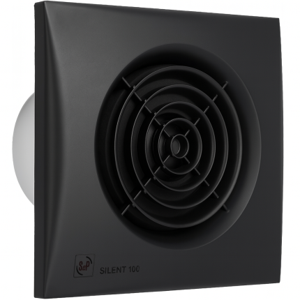 Soler Palau SILENT-100 CHZ Black Quiet Bathroom Fan With Timer Humidity Sensor Ø100mm