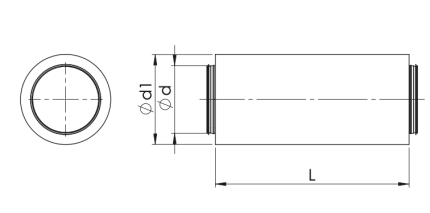 ETS NORD NRF 50 Ø100mm Round Air Duct Silencer Dimensions 900mm 50mm Insulation