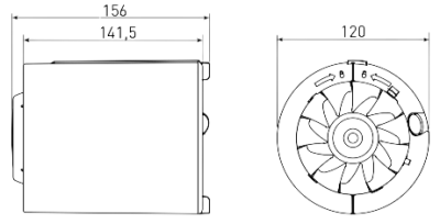 Soler And Palau SILENTUB-200 Inline Duct Fan Dimensions 156 × 120 × 120 mm For Ø120 mm Ventilation Ducts