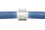 DEC International Combidec 200 Blue Ø203mm flexible laminated aluminium air duct connected to inline duct fan