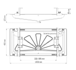 Bandeja de recogida de condensados Tecnosystemi BLUE RIVER 11100101F, 1050 × 400 mm, color marfil, con salida de Ø 20 mm