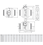 Soler And Palau JETLINE Series Inline Duct Fan Dimensions Data Sheet With Installation And Connection Measurements