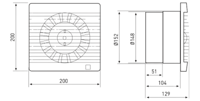 Soler And Palau Decor-300 C Bathroom Fan Dimensions With 150 mm And 160 mm Duct Connection Compatibility