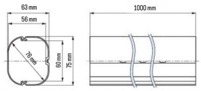 INABA DENKO SLIMDUCT SD-77-I Lineset Cover 1 m Dimensions 75 × 63 × 1000 mm For Air Conditioner Refrigerant Pipes