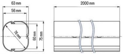 INABA DENKO SLIMDUCT SD-77-I Lineset Cover Dimensions 75 × 63 mm And 2000 mm Length For Air Conditioner Pipes