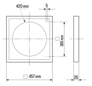 Rejilla de ventilación exterior Soler And Palau PER-400 W. Dimensiones: 457 × 457 mm. Para sistemas de ventilación de Ø400 mm.