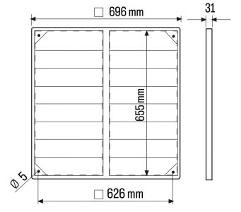 Soler & Palau PER-630 W Außengitter, Abmessungen 696 × 696 mm für Lüftungsanlagen Ø630 mm