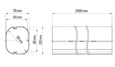 INABA DENKO SD-100-I Lineset Cover Dimensions 100 × 70 mm Profile And 2000 mm Length For AC Trunking System
