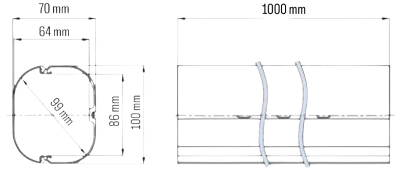 INABA DENKO SLIMDUCT SD-100-I Decorative PVC Duct 1 m Dimensions 100 × 70 mm With 90 mm Diagonal For Refrigerant Pipes