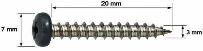 INABA DENKO Colour-matched Brown Screw Dimensions 3 × 20 mm With 7 mm Head For SLIMDUCT SD Brown Fittings