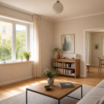 Bright modern home interior with ordinary windows and doors in a calm fresh-air setting