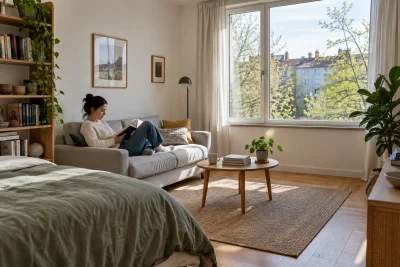 Ordinary occupied European living room showing how room use and occupancy affect ventilation needs
