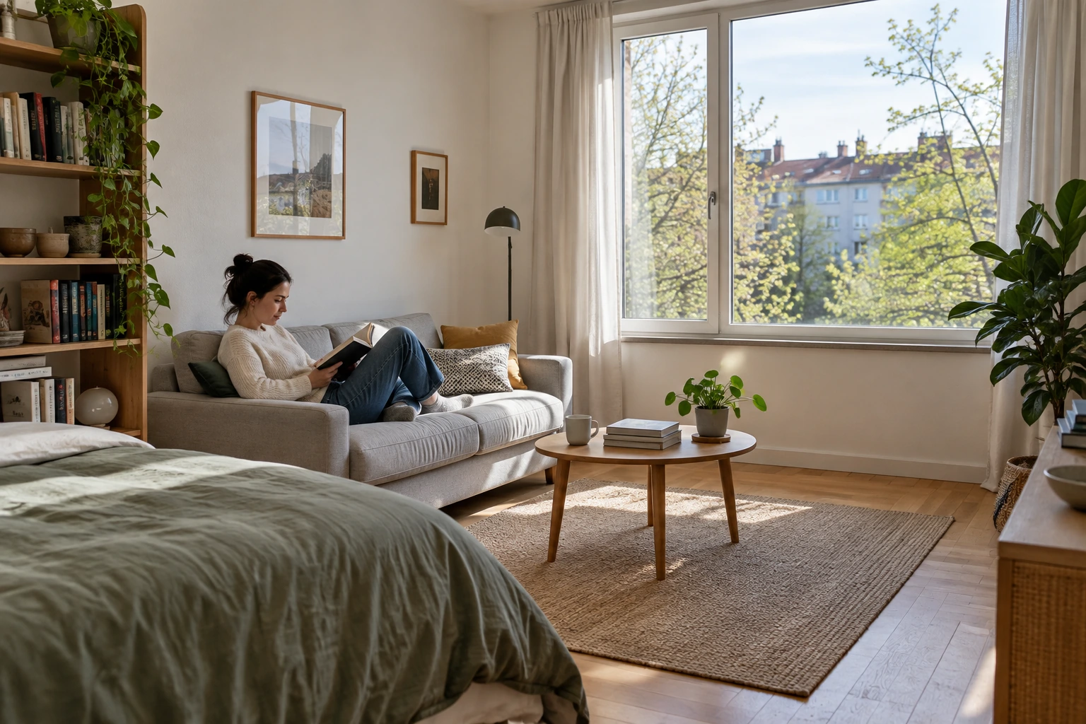Ordinary occupied European living room showing how room use and occupancy affect ventilation needs